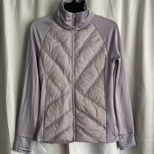 Athleta Puffer Full Zip Jacket No Hood Lavender Gray Size XXS